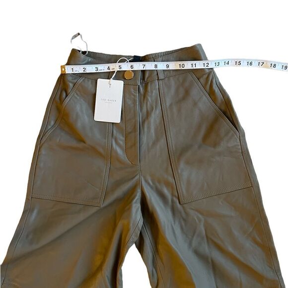 Ted Baker Cropped Wide Legs Leather Pants in Gray Size 00 - Picture 5 of 9